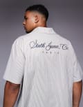 [Sixth June] Sixth June shirt with back logo detail in blue stripe L Light blue