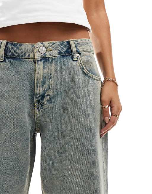 Sixth June - Short met lage taille, lange pasvorm en 'dirty' wassing in blauw, 5 van 5