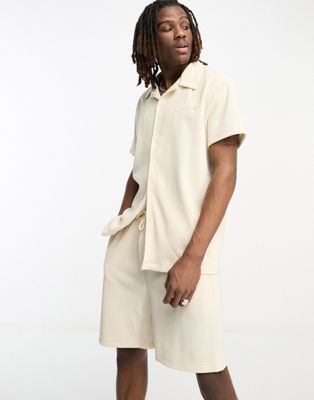 Sixth June plisse shorts in beige - ASOS Price Checker