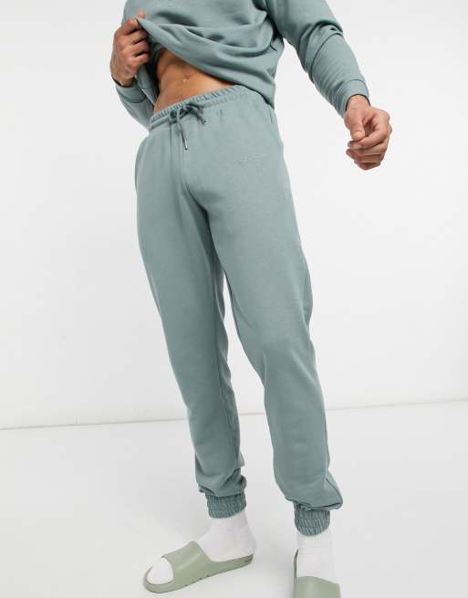 Missguided 90s sweatpants in sage color block