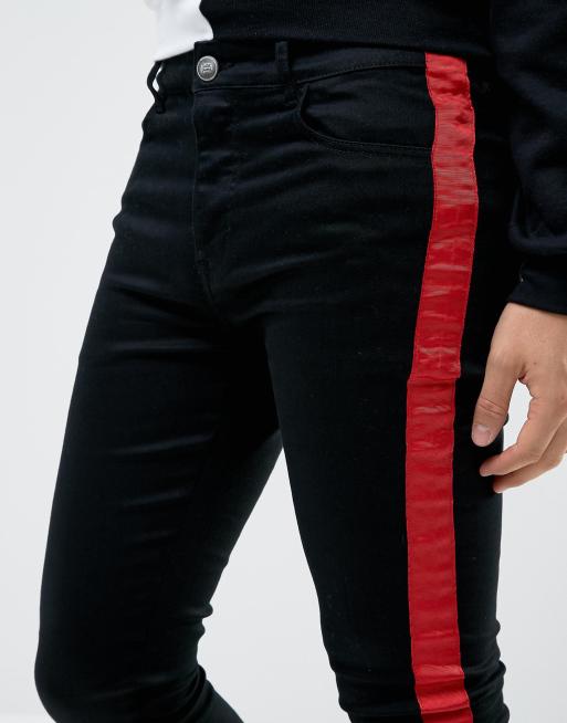 Black jean with store red stripe