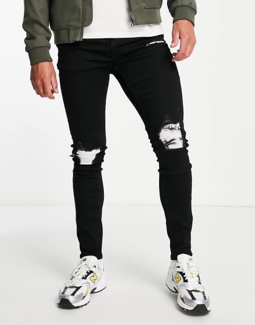 Ripped jeans with hot sale underlayer