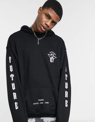 sixth june skull print hoodie black