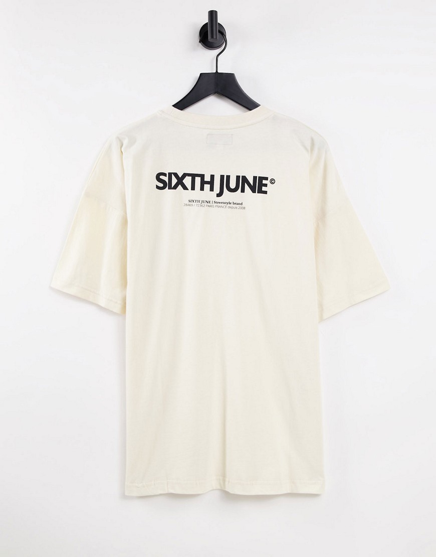 Sixth June small logo T-shirt in cream-Neutral