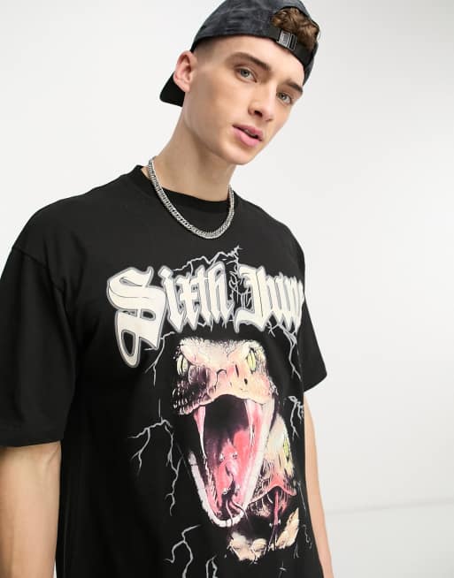 Sixth June snake oversize t-shirt in black