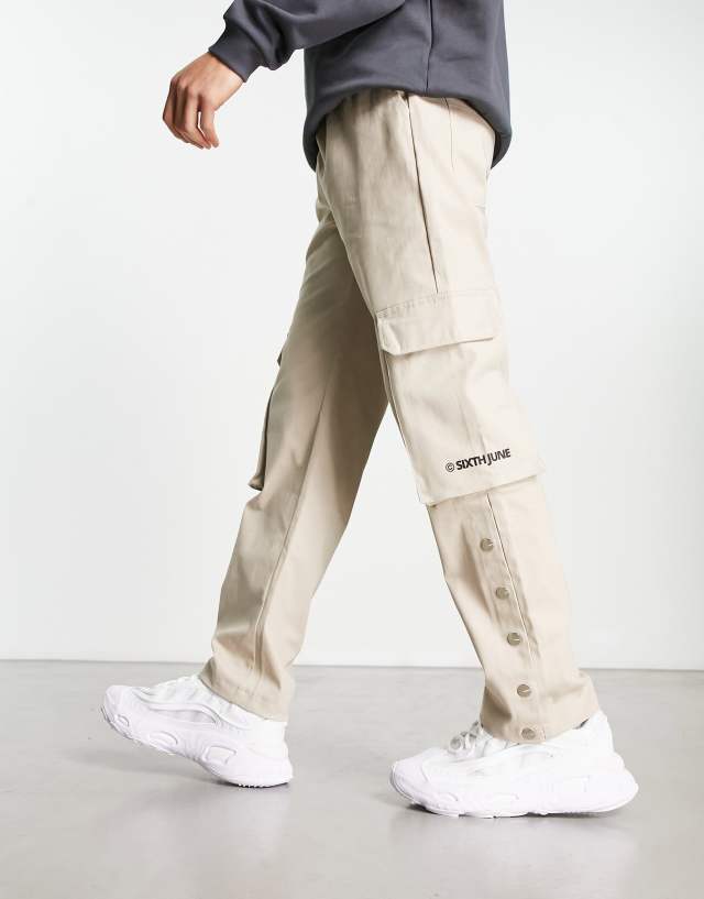 Sixth June snap cargo pants in beige