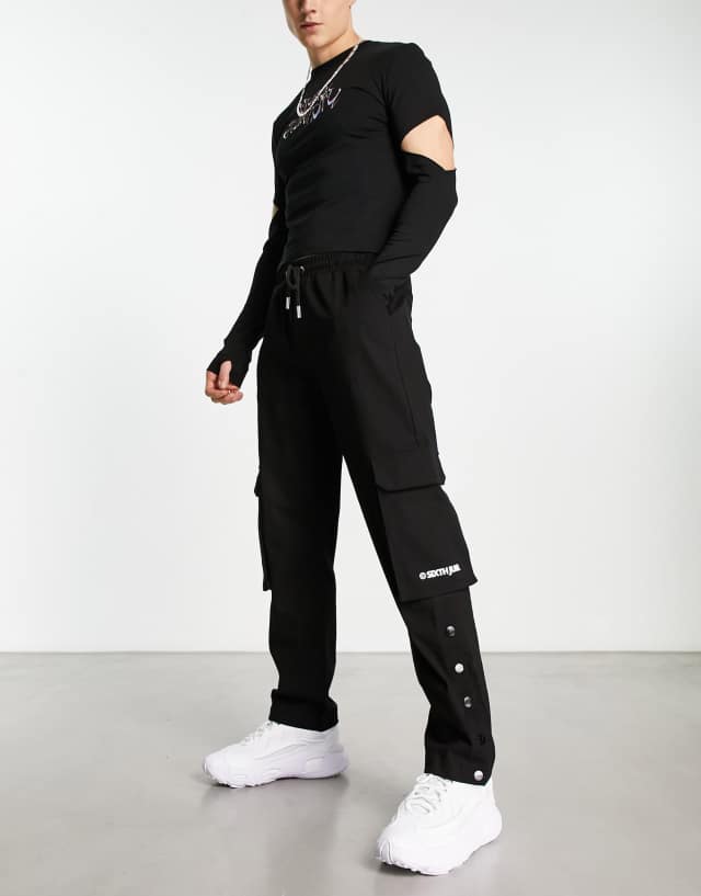 Sixth June snap cargo pants in black