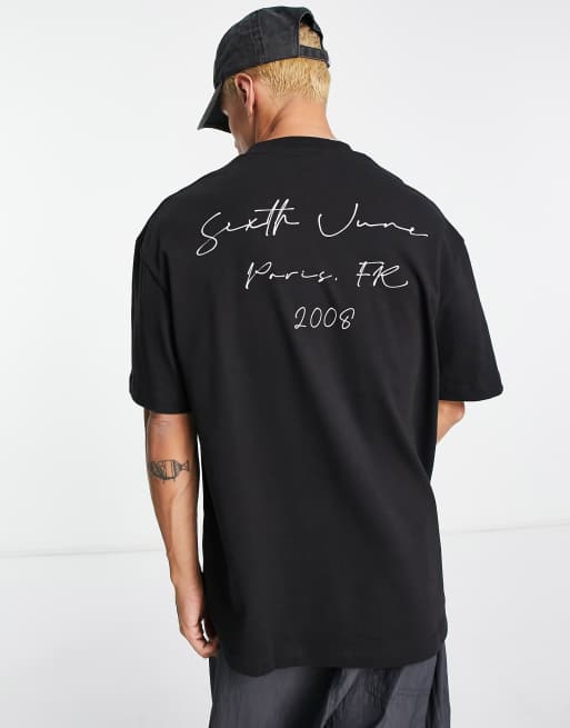 Sixth June - Sort signatur-T-shirt