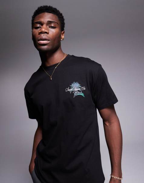 Sixth June - Sort T-shirt med botanisk print på ryggen - view 1