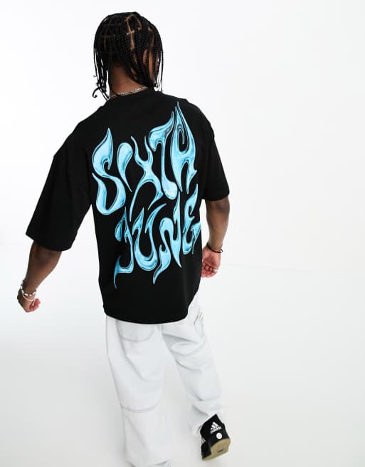 Sixth June - Sort T-shirt med kromprint