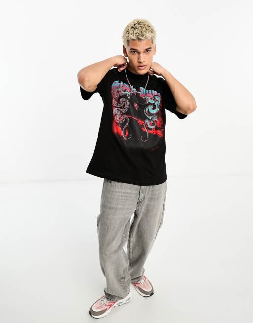 Sixth June - Sort T-shirt med slangeprint
