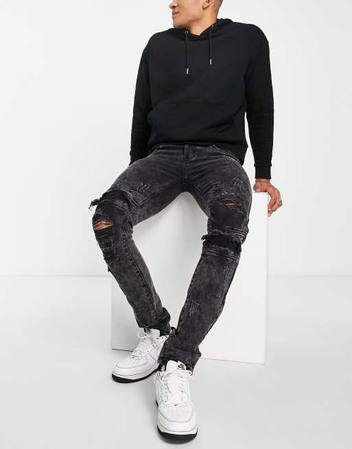 Sixth June - Sorte denimjeans med sliddetaljer
