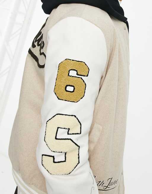 Sixth June splice varsity jacket in beige