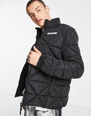 Sixth June squared padded puffer jacket in black