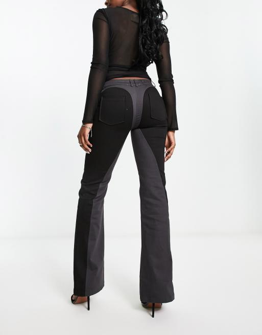 Sixth June straight leg paneled jeans in black | ASOS