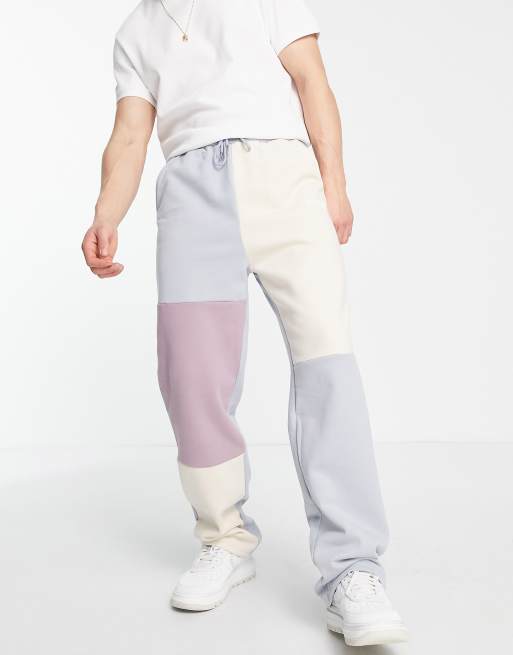 Sixth June straight leg trackies in pastel colour-blocking (Part fo a set)