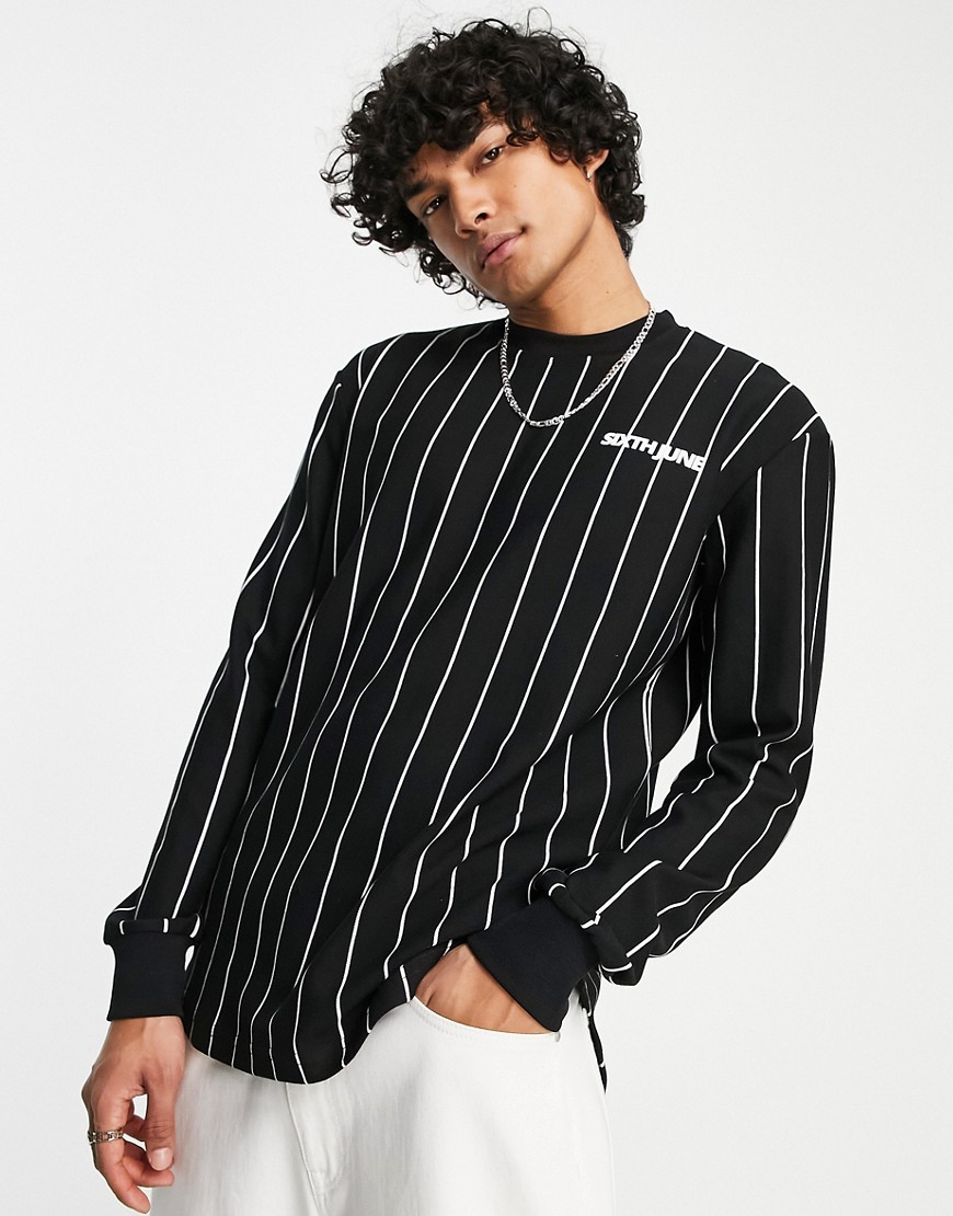 Sixth June Stripe Sweatshirt In Black