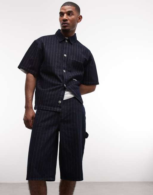 Sixth June striped denim baggy shirt in navy - part of a set | ASOS