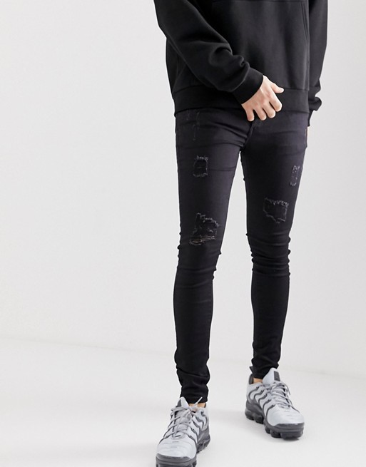 Sixth June super skinny jeans with distressing in black | ASOS