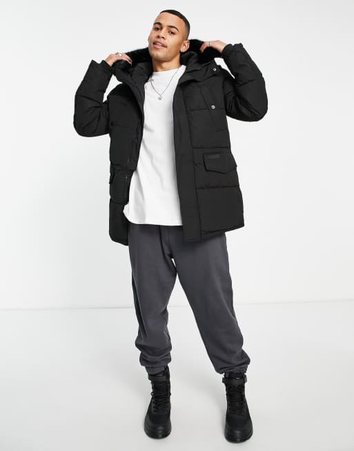 Sixth June – Svart vadderad parkas i lång modell
