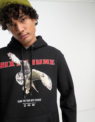 Sixth June eagle hoodie in black - ASOS Price Checker