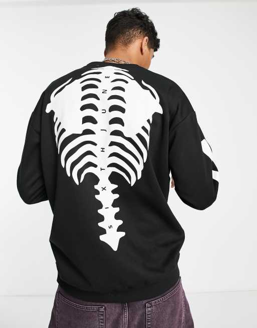 Sixth June – Sweatshirt in Schwarz mit Knochen-Print