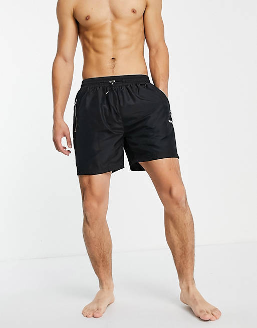  Sixth June swim shorts in black with drawstring detail and zip pockets 