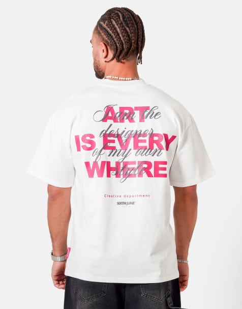 Sixth June - T-shirt a maniche corte color bianco sporco con stampa "Art" sul retro - view 1