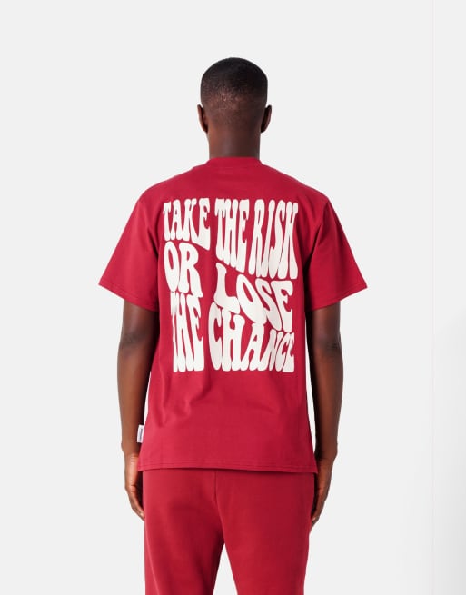 Sixth June - T-shirt a maniche corte color bordeaux con stampa Take the Risk