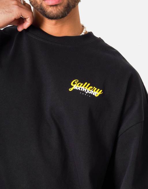 Sixth June - T-shirt a maniche corte nera con stampa "Gallery" sul retro, 2 di 4
