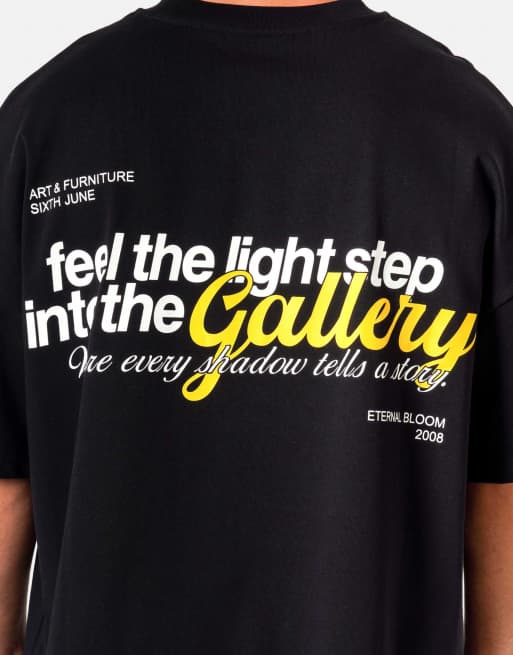 Sixth June - T-shirt a maniche corte nera con stampa "Gallery" sul retro, 3 di 4