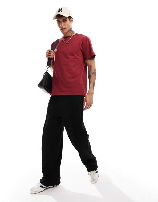 Sixth June - T-shirt bordeaux con citazione stampata sul retro