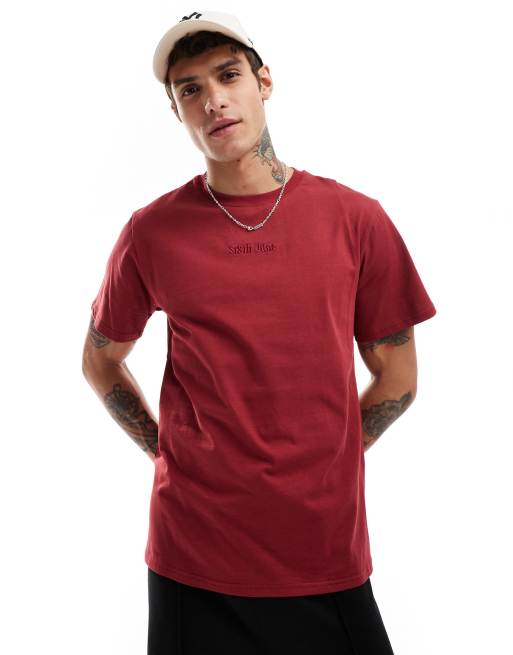 Sixth June - T-shirt bordeaux con citazione stampata sul retro, 4 di 4