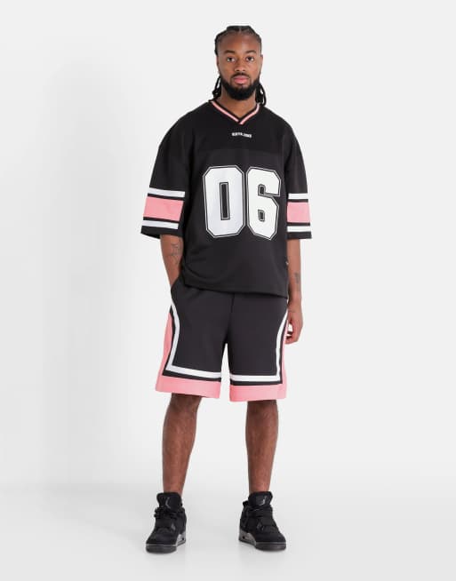 Sixth June - T-shirt de football style universitaire à manches courtes - Noir, 3 de 4