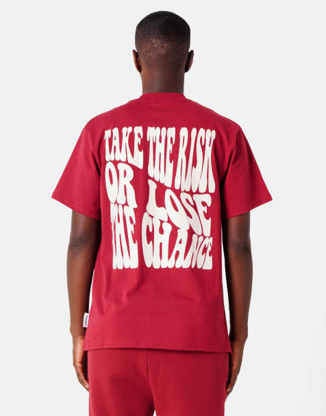 Sixth June – T-Shirt in Burgunderrot mit „Take the Risk“-Print - view 1
