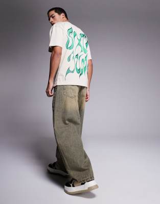 Sixth June – T-Shirt in Creme mit Logoprint am Rücken in Chrom-Optik - view 1