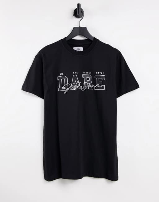 Sixth June – T-Shirt in Schwarz mit Dare-Print