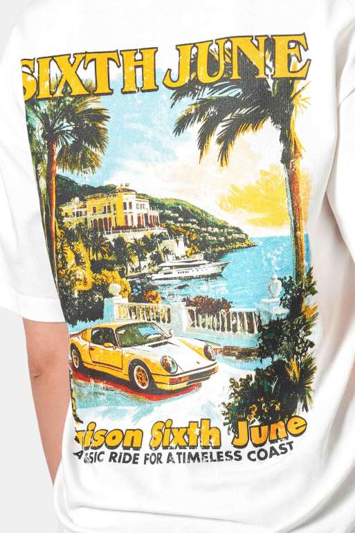 Sixth June – T-Shirt in Wollweiß mit „Coast“-Rückenprint, 3 von 4