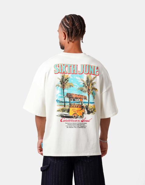 Sixth June – T-Shirt in Wollweiß mit „Fruit Seller“-Print - view 1