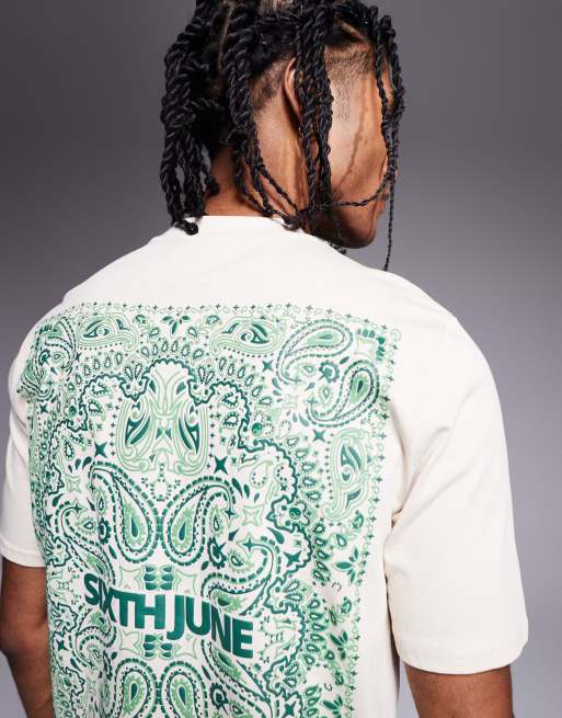 Sixth June - T-shirt met bandanaprint aan de achterkant in crème, 2 van 4