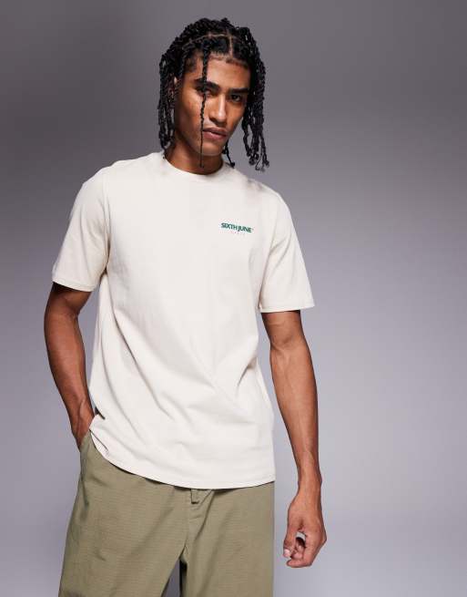 Sixth June - T-shirt met bandanaprint aan de achterkant in crème, 3 van 4