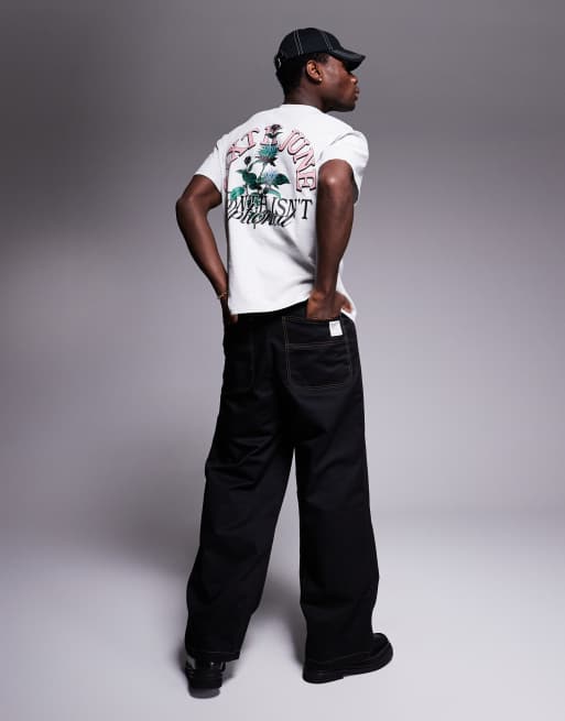 Sixth June - T-shirt met botanische logoprint op de achterkant in grijs, 3 van 4
