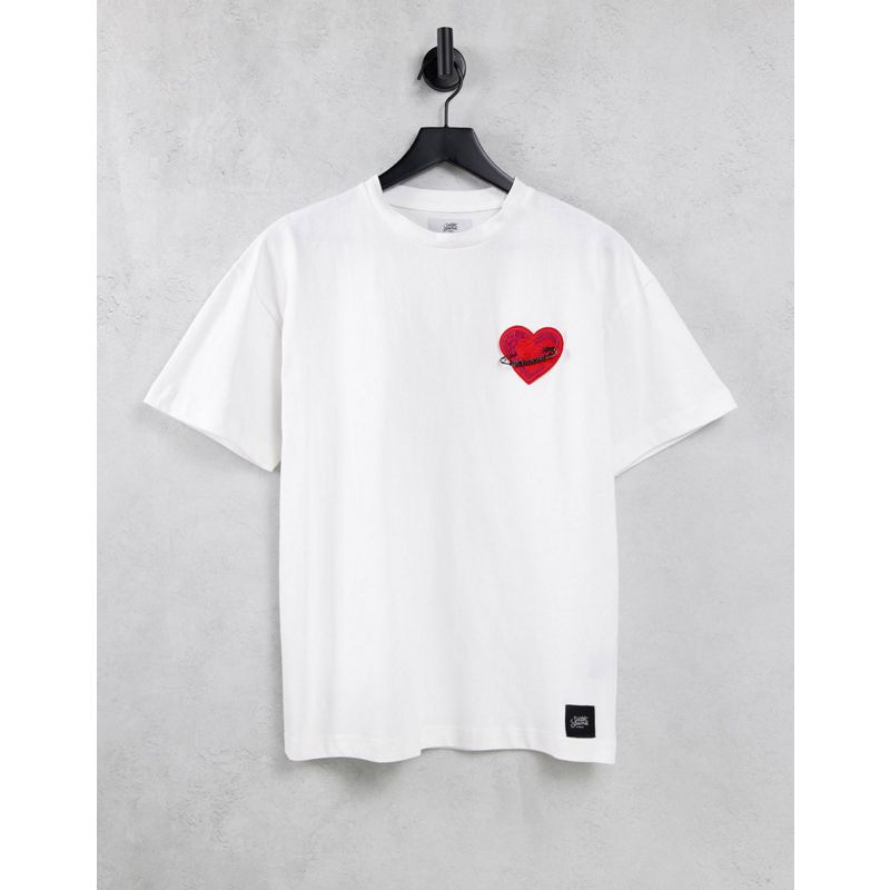 Novità T-shirt e Canotte Sixth June - T-shirt oversize bianca con toppa con ricamo con cuore