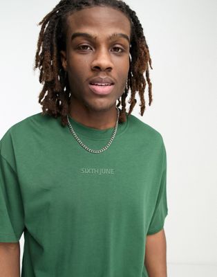 Sixth June heavyweight oversize t-shirt in forest green - ASOS Price Checker