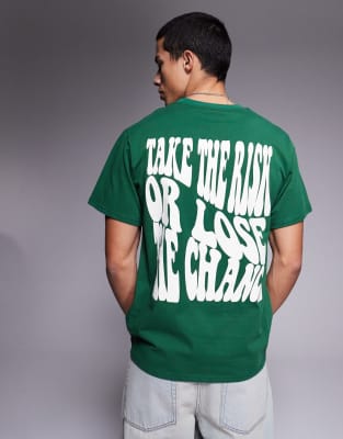 Sixth June - T-shirt verde con scritta stampata sul retro - view 1