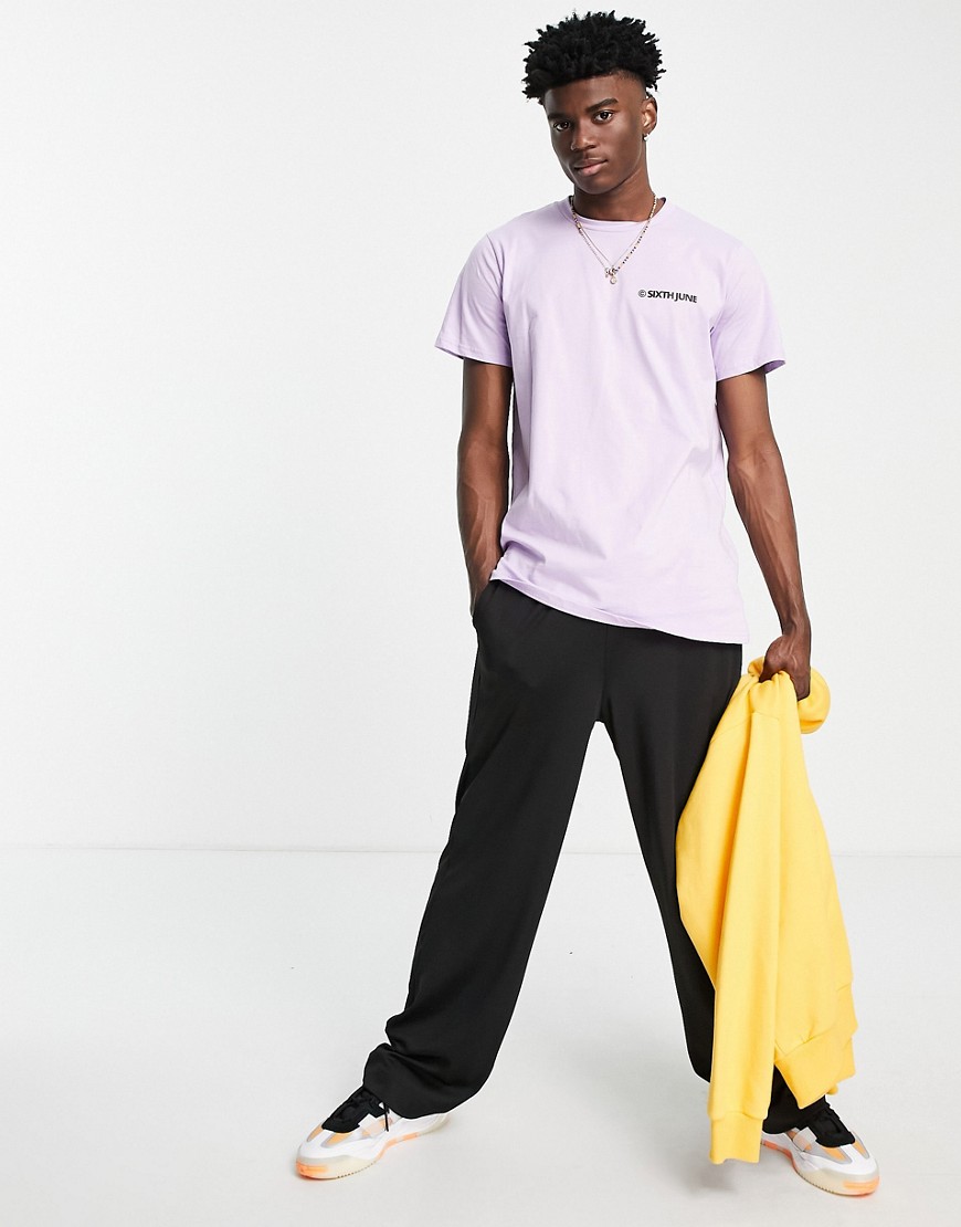 T-shirt viola lilla con stampa con logo sulla schiena in coordinato - Sixth June T-shirt donna  - immagine1