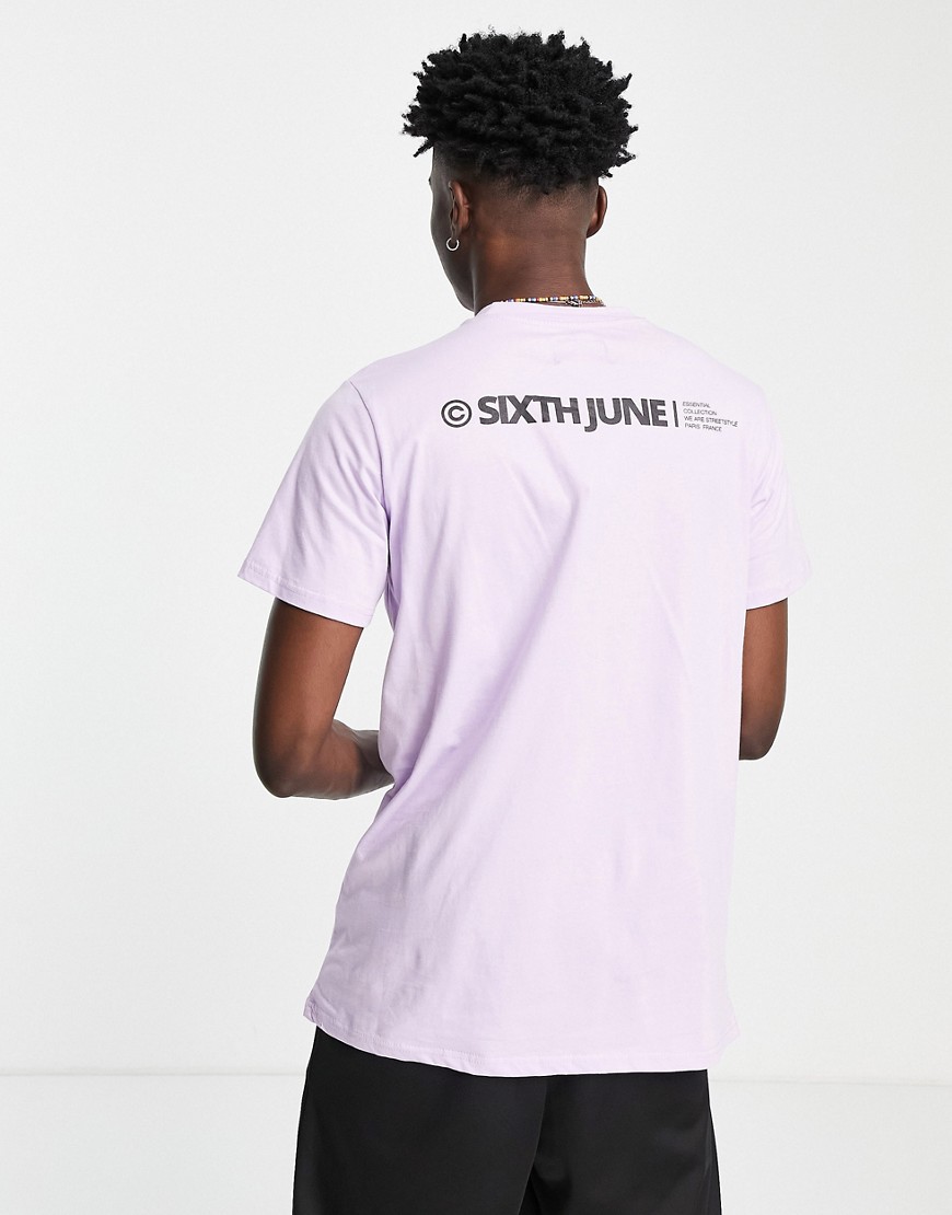 T-shirt viola lilla con stampa con logo sulla schiena in coordinato - Sixth June T-shirt donna  - immagine2