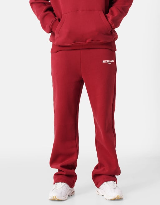 Sixth June -Take the Risk - Joggers color bordeaux con stampa