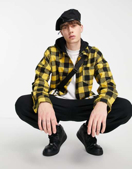 Sixth June tartan hooded shirt in yellow, 4 of 4