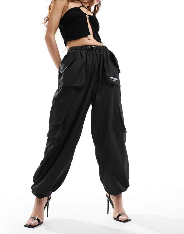 Sixth June texture nylon cargo pants in black | ASOS